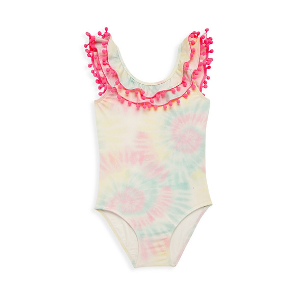 PQ Swim Girls Pom Pom One Piece Swimsuit Big Kid Size 12